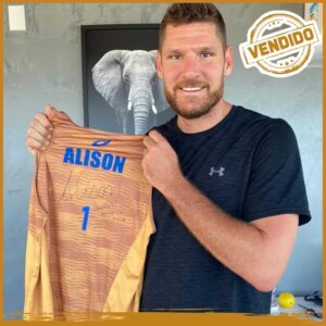Camisa Dourada - Campeão Brasileiro - Autografada Alison 'Mamute' - Ação Social