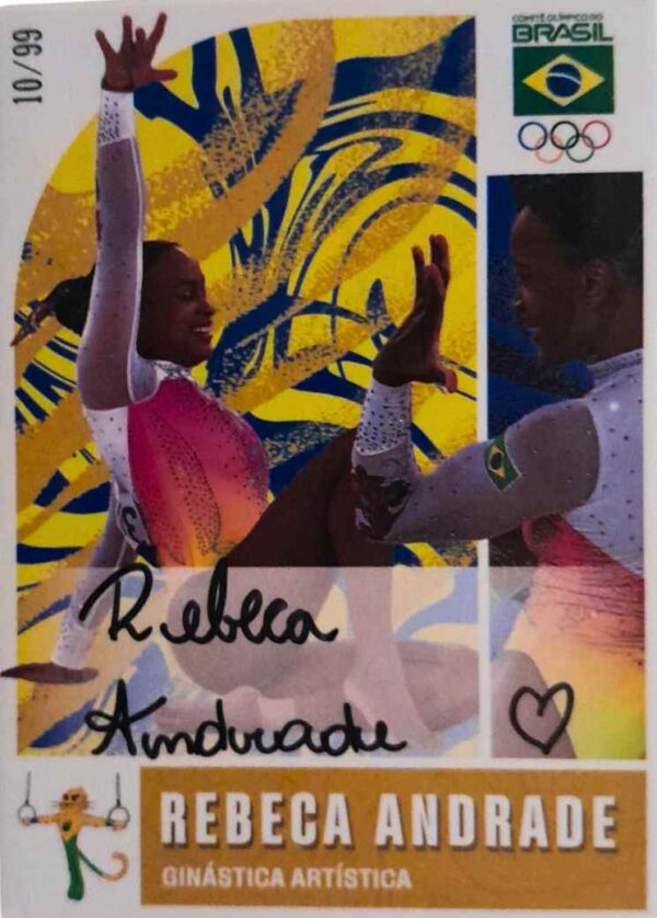 2 Cards 'Coleção Time Brasil' Ginástica Artística- Rebeca Andrade e Flávia Saraiva - Autógrafo Manual - Image 4